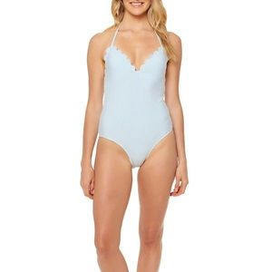 Jessica Simpson Scalloped one piece swim suit